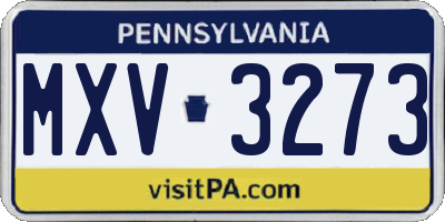 PA license plate MXV3273