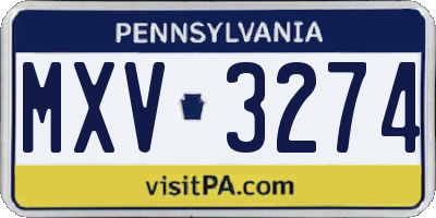 PA license plate MXV3274