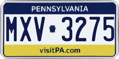 PA license plate MXV3275