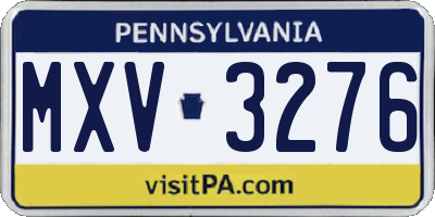 PA license plate MXV3276