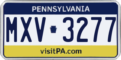PA license plate MXV3277