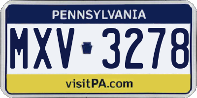 PA license plate MXV3278