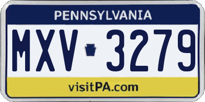 PA license plate MXV3279