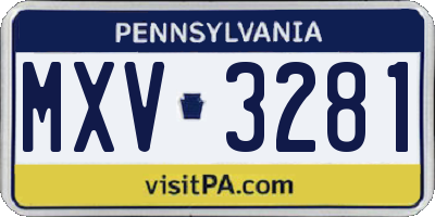 PA license plate MXV3281