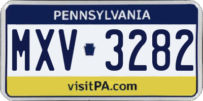 PA license plate MXV3282