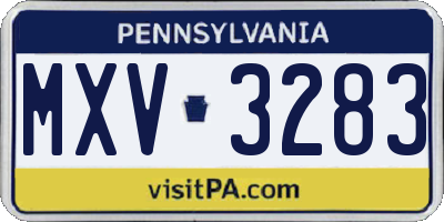 PA license plate MXV3283