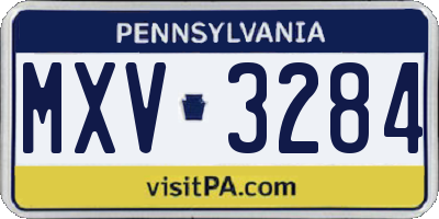 PA license plate MXV3284