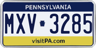 PA license plate MXV3285