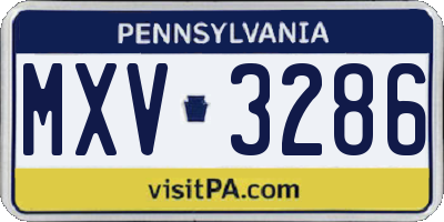 PA license plate MXV3286