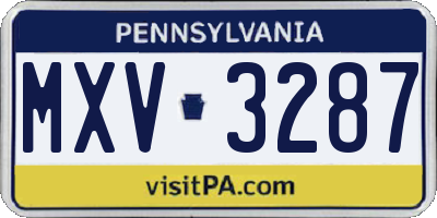 PA license plate MXV3287