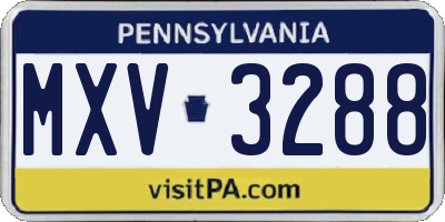 PA license plate MXV3288