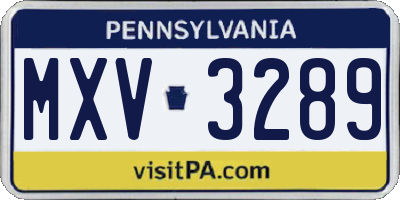 PA license plate MXV3289