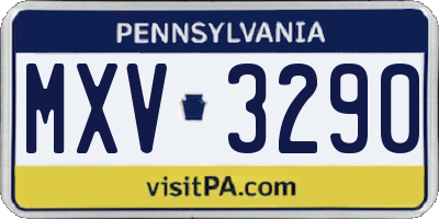PA license plate MXV3290