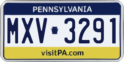 PA license plate MXV3291