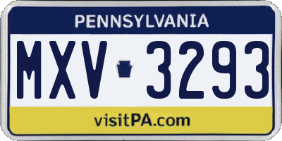 PA license plate MXV3293