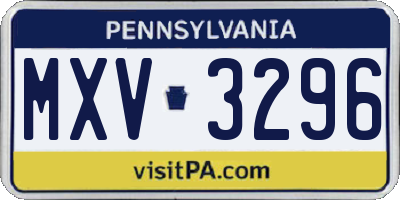 PA license plate MXV3296