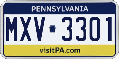 PA license plate MXV3301