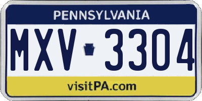 PA license plate MXV3304