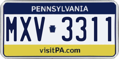 PA license plate MXV3311