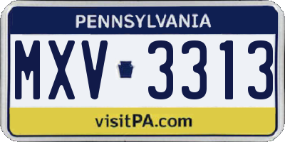 PA license plate MXV3313