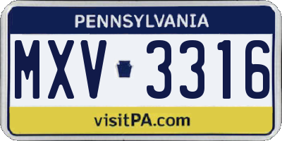 PA license plate MXV3316