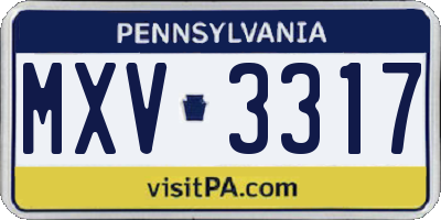 PA license plate MXV3317