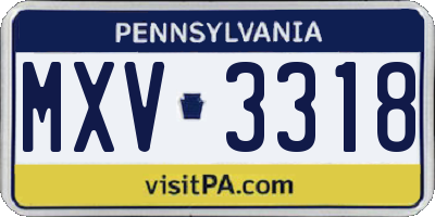 PA license plate MXV3318