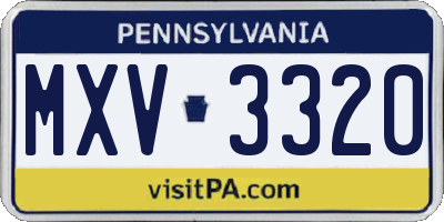 PA license plate MXV3320