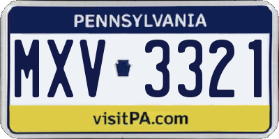 PA license plate MXV3321