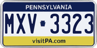 PA license plate MXV3323