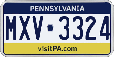 PA license plate MXV3324