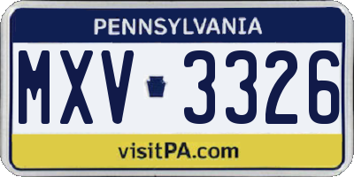 PA license plate MXV3326