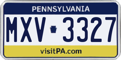 PA license plate MXV3327