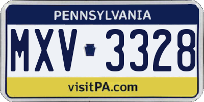 PA license plate MXV3328