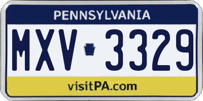 PA license plate MXV3329