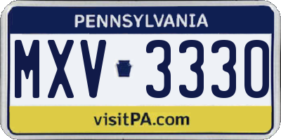 PA license plate MXV3330