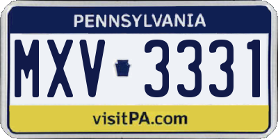 PA license plate MXV3331