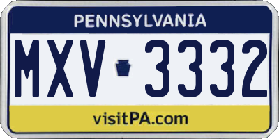 PA license plate MXV3332