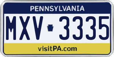 PA license plate MXV3335