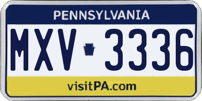PA license plate MXV3336