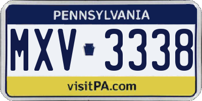 PA license plate MXV3338