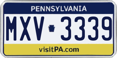 PA license plate MXV3339
