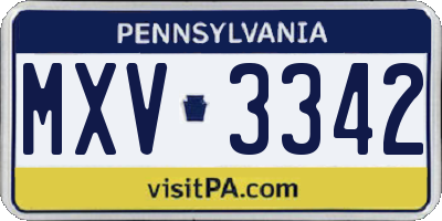 PA license plate MXV3342