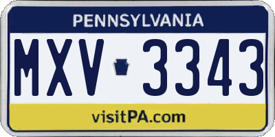 PA license plate MXV3343