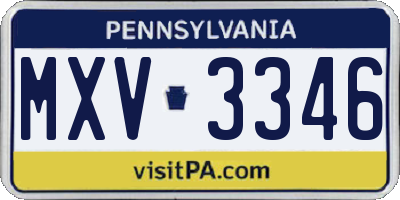 PA license plate MXV3346
