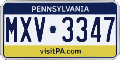 PA license plate MXV3347