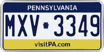 PA license plate MXV3349