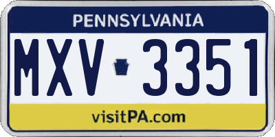 PA license plate MXV3351