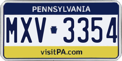 PA license plate MXV3354
