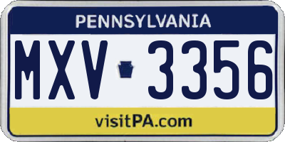 PA license plate MXV3356